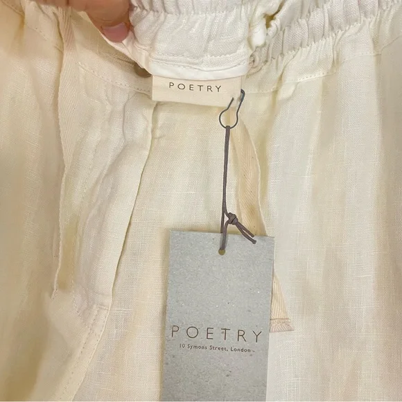 NWT Poetry Ecru Linen Tie Waist Shorts Size 6 - Picture 3 of 5